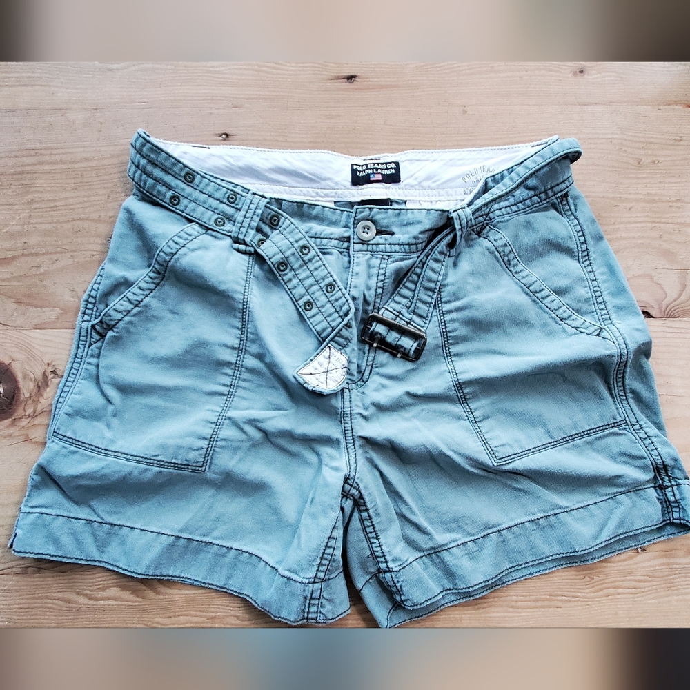Polo Jeans Co. Ralph Lauren midi chino shorts olive green with belt size 8